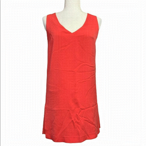 Robert Rodriguez V-neck Silk Sleeveless Mini Dress in Coral